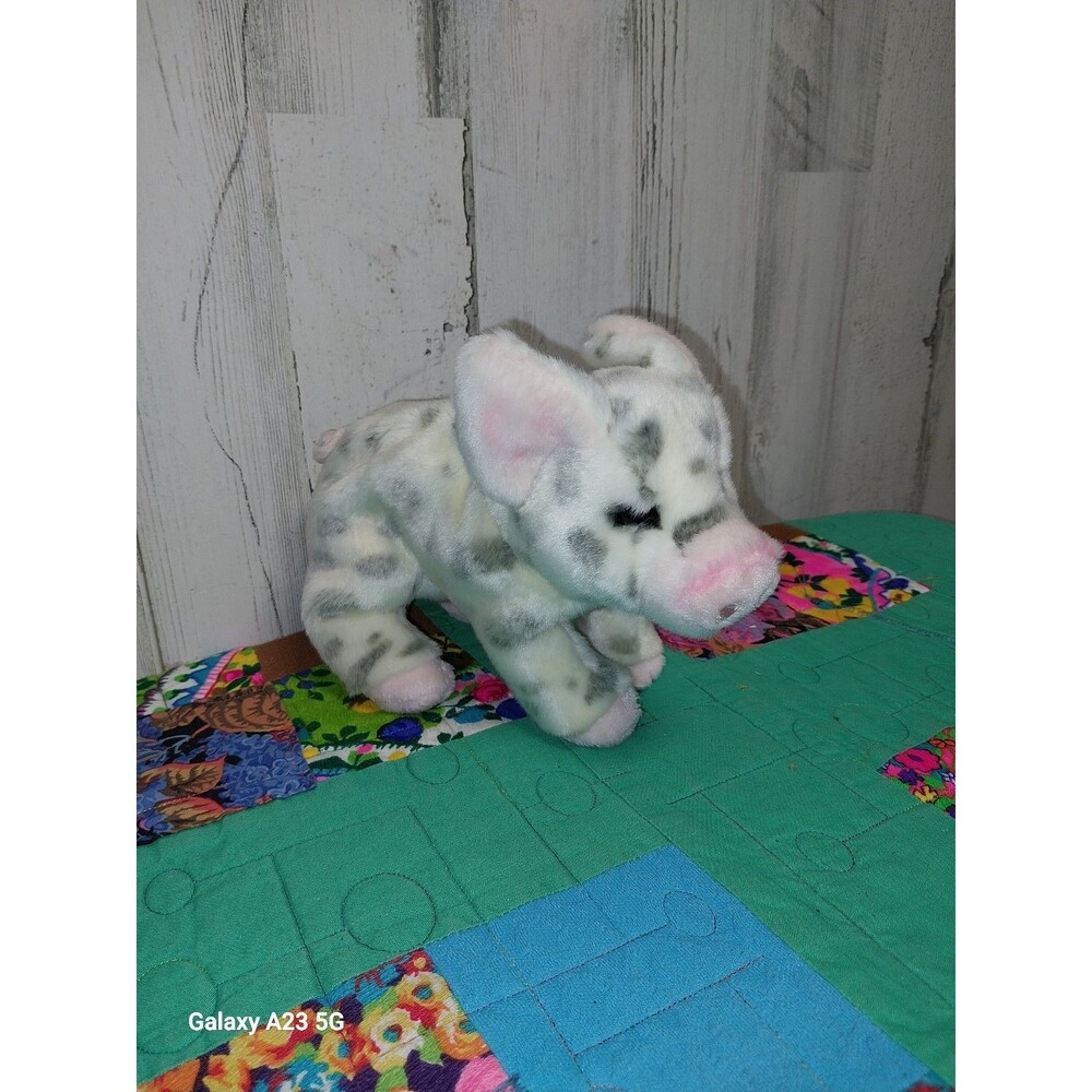 Douglas Cuddle Toys  8” Piglet Plush Pig White Gray Spots Stuffed Animal cute!